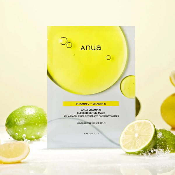 Осветляющая тканевая маска с зелёным лимоном Anua Vitamin C Blemish Serum Mask 25мл